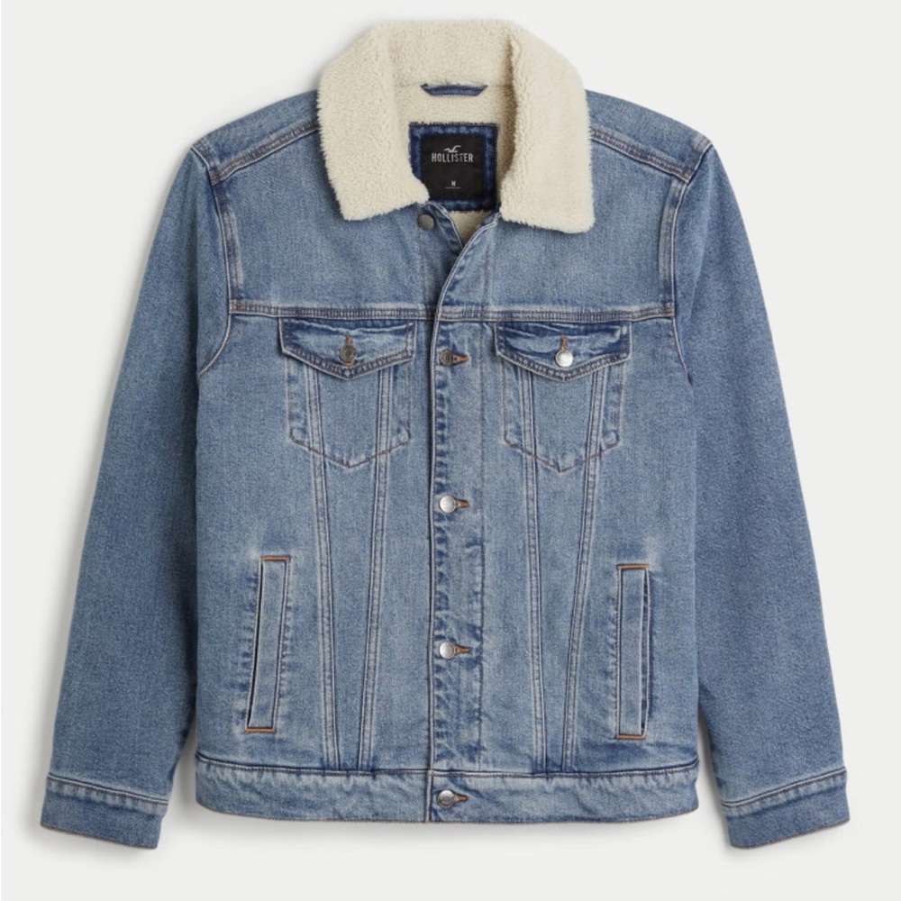 Hollister Men’s Denim Sherpa Jacket, L